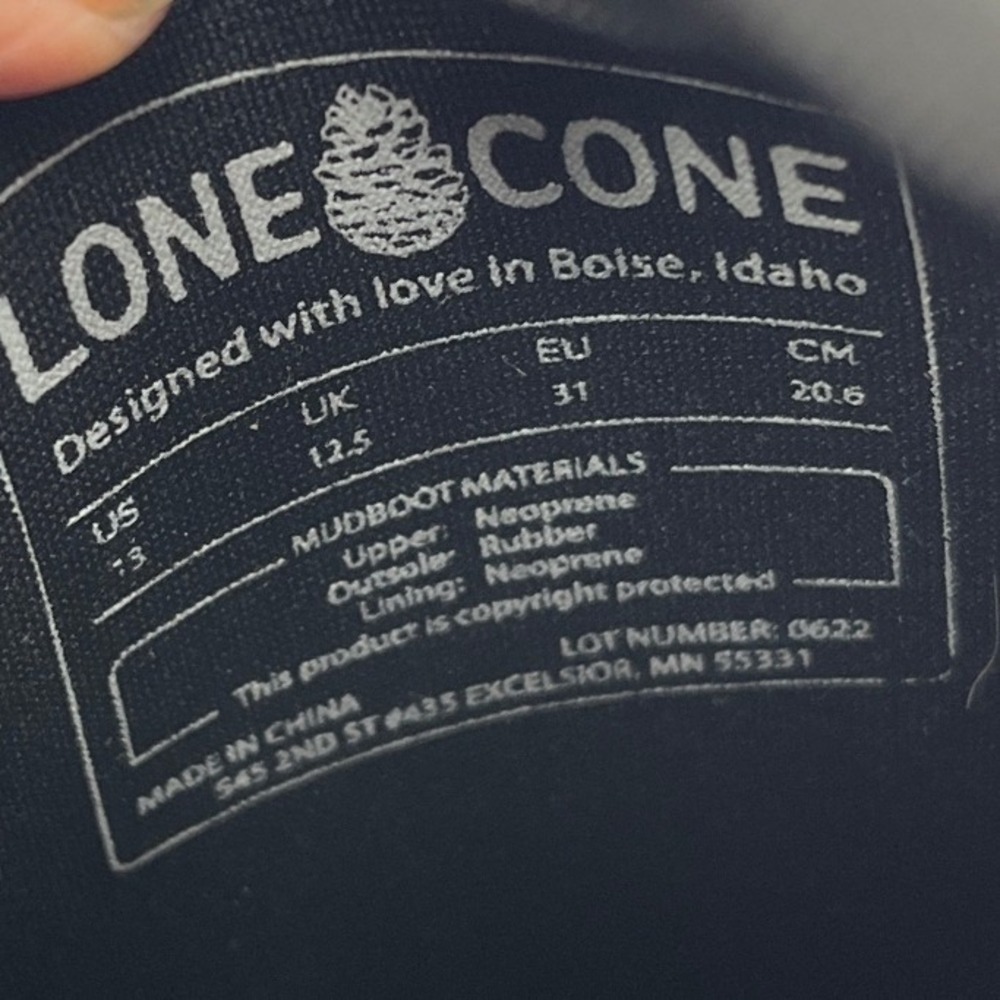 Lone Cone Mud Boots Kids 13 Black Dinosaur Camo Excellent Neoprene Waterproof - Picture 6 of 8